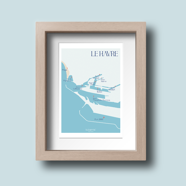 Affiche A5 encadrée Le Havre