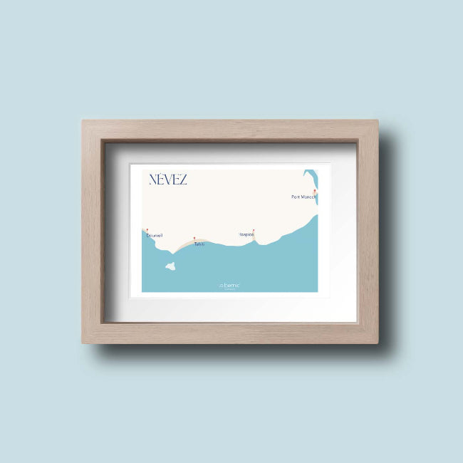 Affiche •NÉVEZ• et ses plages encadrée