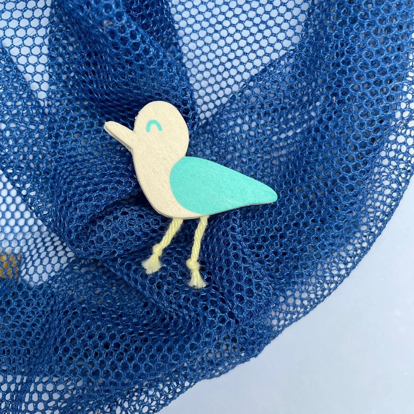 Broche mouette bois turquoise