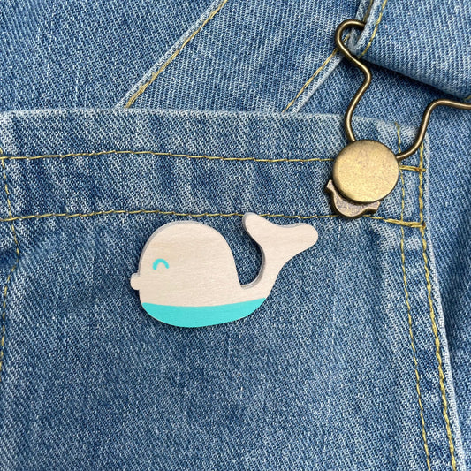 Broche baleine bois turquoise