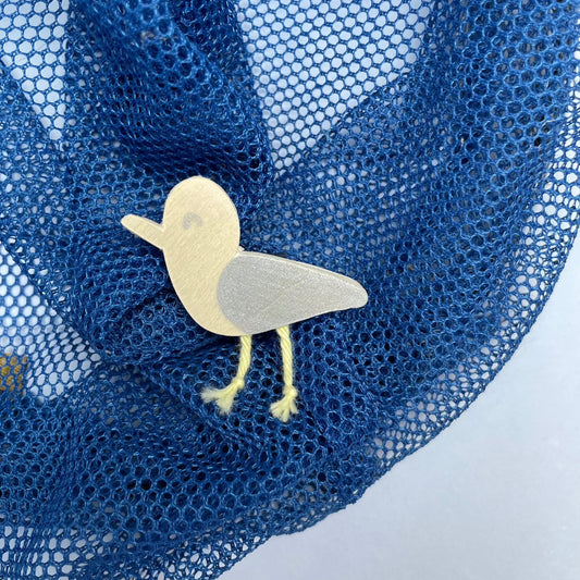 Broche mouette bois argenté